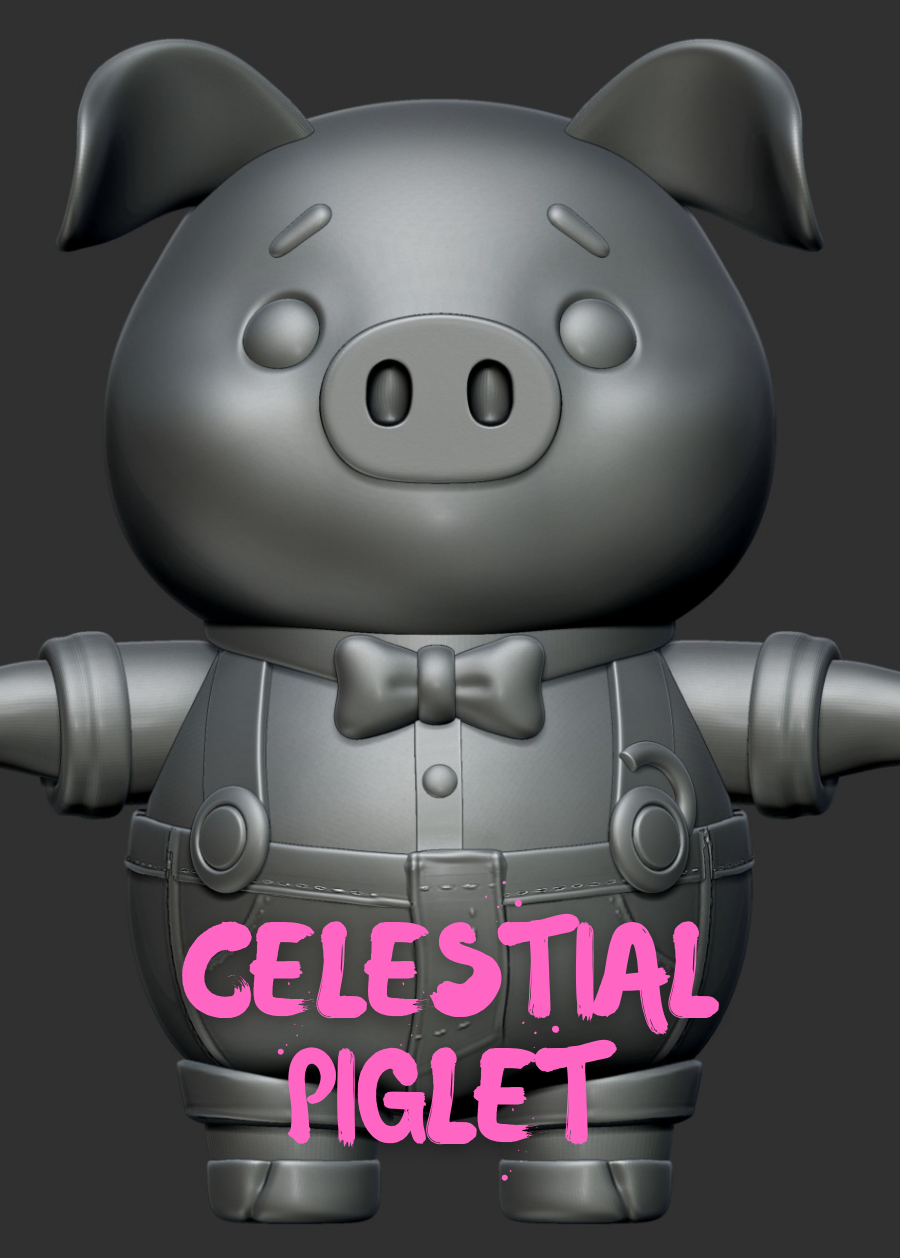 Celestial Piglet Figurine: Adorable Farm Animal